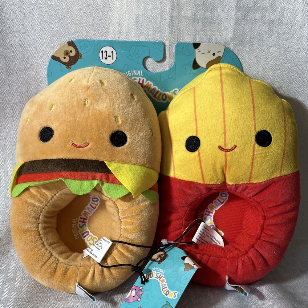 Squishmallows Slippers Kids 13-1 Burger And Fries Cozy Slip On